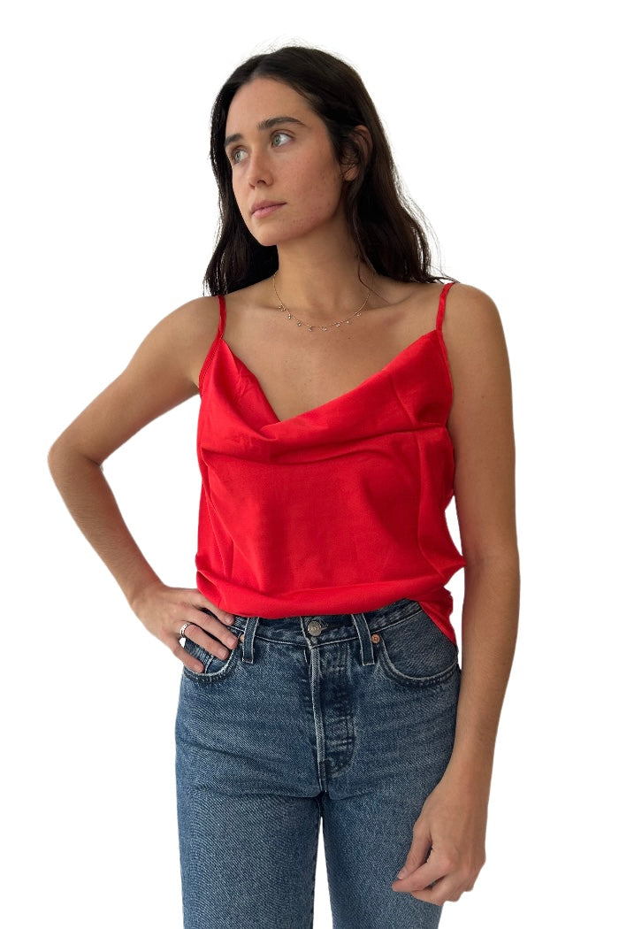 Satin Casual Cami Red Kiki Risa Clothing