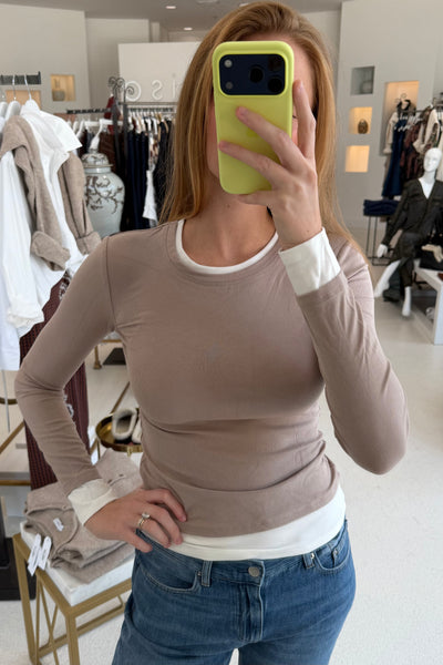 Long Sleeve Fitted Taupe