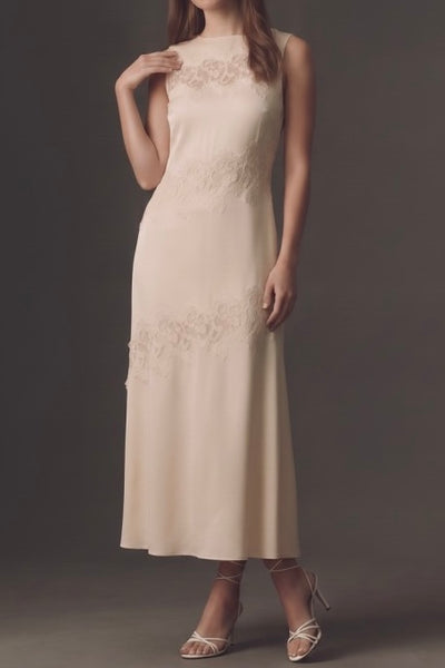 Satin Lace Midi Dress