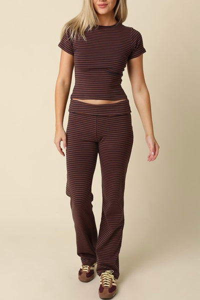 Selina Stripe Knit Pant Set