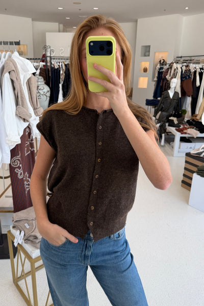 Sleeveless Cardigan Brown