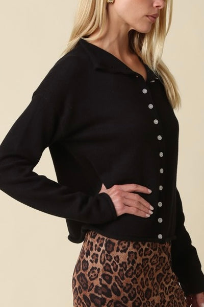 Classic Button Up Cardigan Black