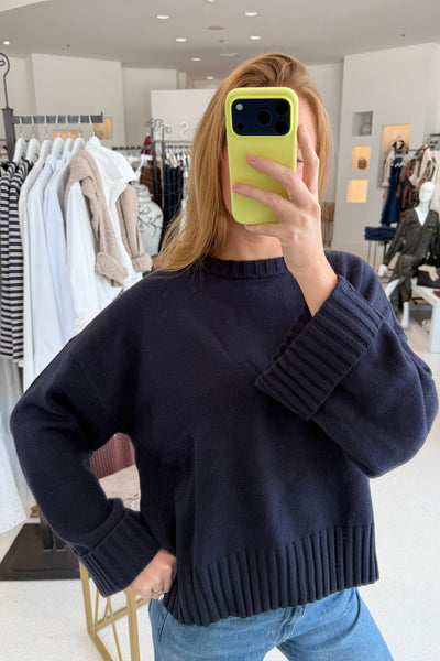 Oversized Ribbed Sweater (Navy)