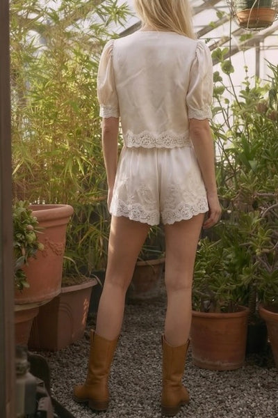Satin Drawstring Lace Shorts