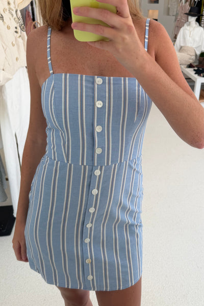 Finn Stripe Button Front Mini Dress