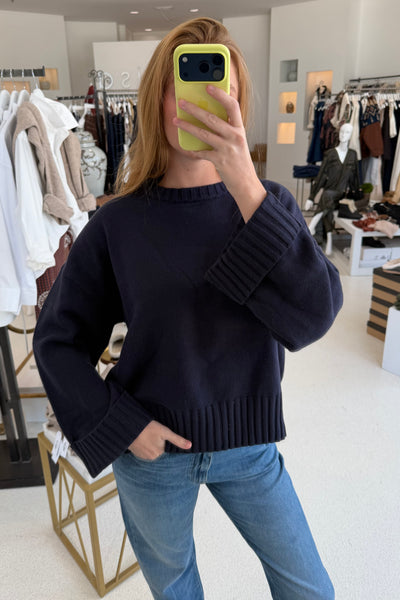 Oversized Ribbed Sweater (Navy)