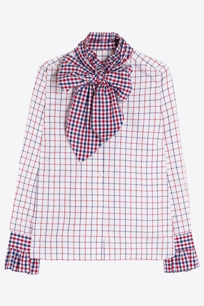 Maxi Bow Plaid Shirt