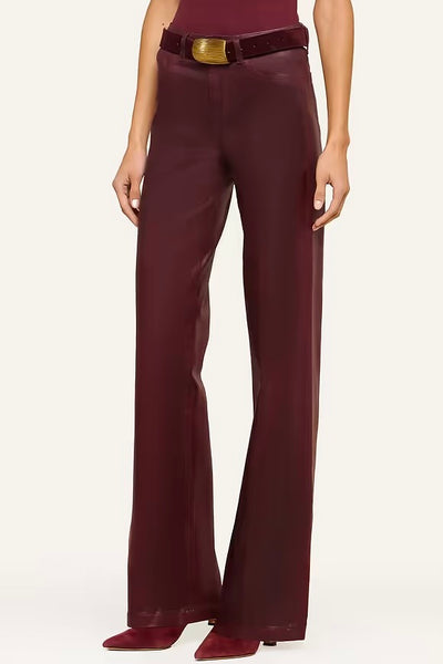 Clayton H/R Wide Leg Deep Sangria Coated
