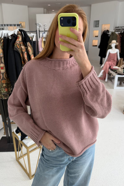 Fisherman Boxy Cut Sweater (Mauve)
