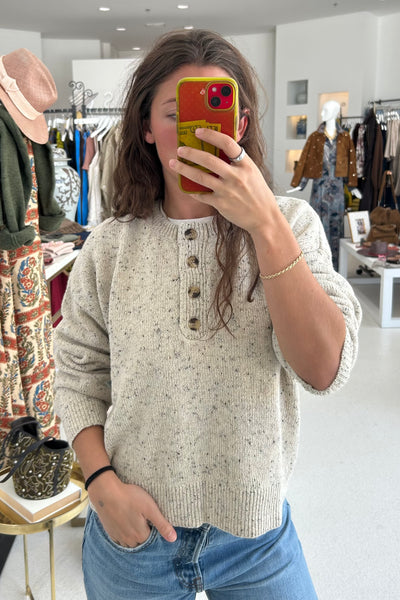 Heather Henley Sweater Oatmeal