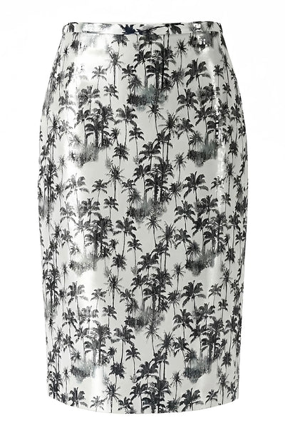 Black Palms Pencil Skirt