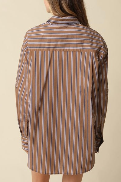 Hunter Stripe Oversized Shirt Brown/Blue