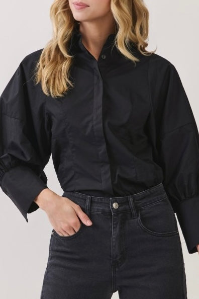 Statement Sleeve Blouse (Black)