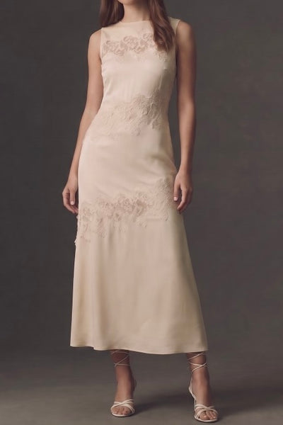 Satin Lace Midi Dress