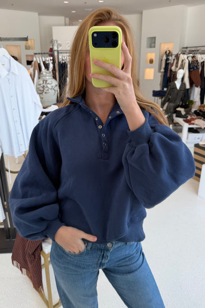 Piper Snap Button Collared Sweater Navy
