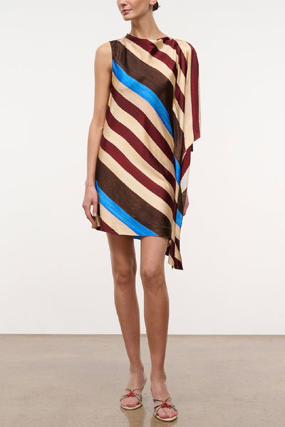 Sabina Silk Dress (Caffe Stripe)