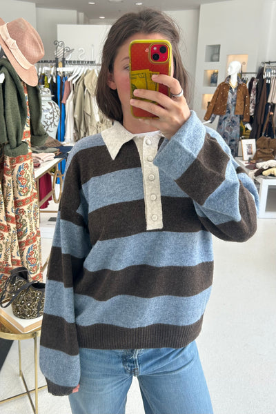 Polo Collared Sweater Dusty Blue