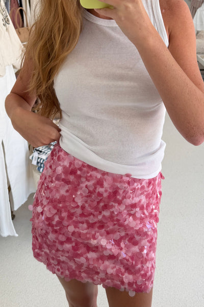 Woven Knit Skirt (Pink)