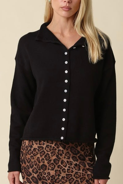 Classic Button Up Cardigan Black