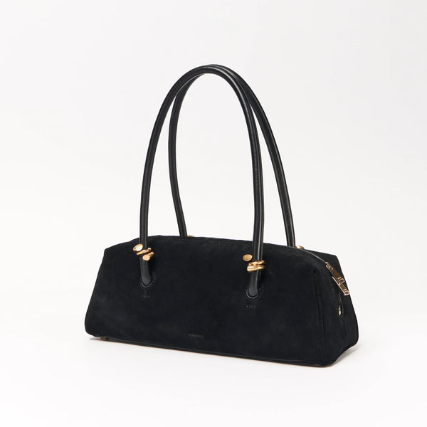 Devon Suede Shoulder Bag (Black)