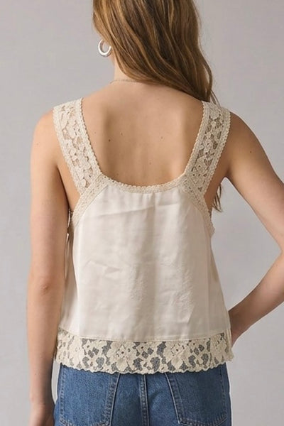 Lace Strappy Top Cream