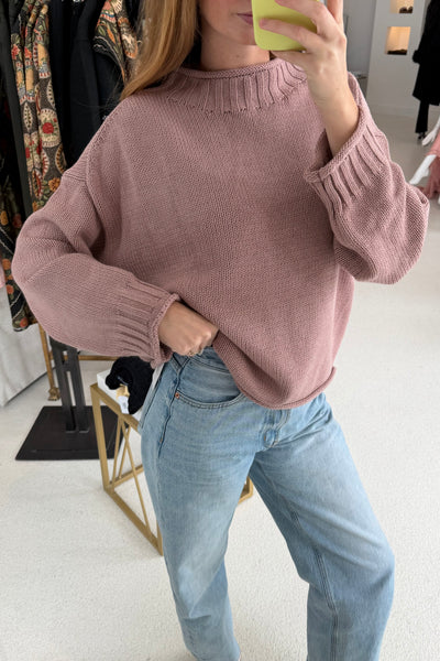 Fisherman Boxy Cut Sweater (Mauve)