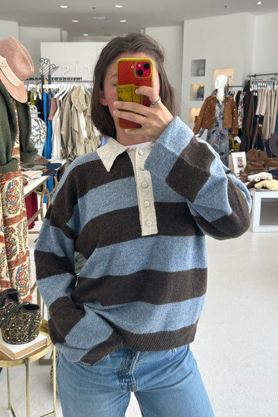 Polo Collared Sweater Dusty Blue