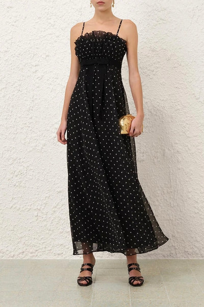 Frill Pleated Midi Dress