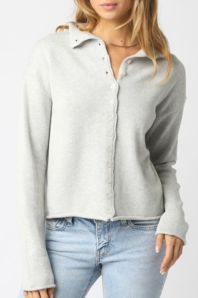 Classic Button Up Cardigan H Grey