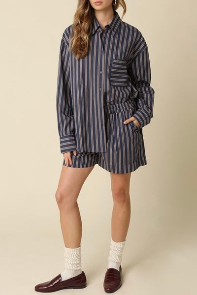 Hunter Stripe Short Navy/Brown