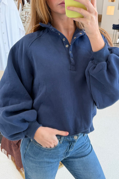 Piper Snap Button Collared Sweater Navy