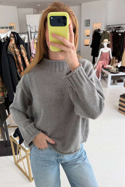 Fishermen Boxy Cut Sweater (H. Grey)