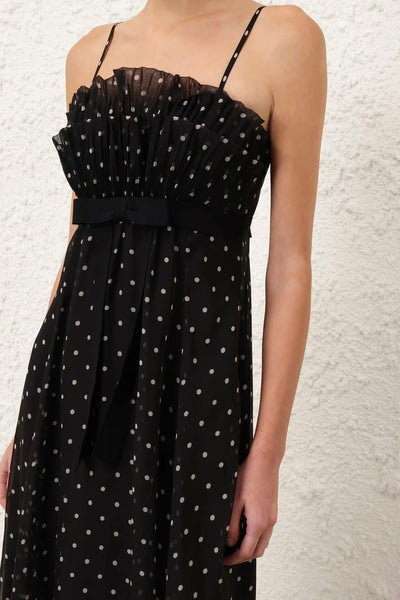 Frill Pleated Midi Dress
