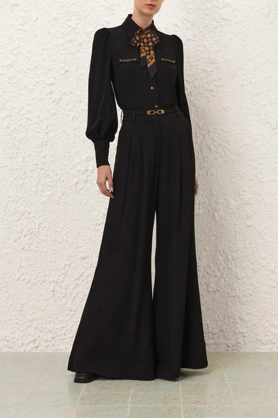 Belted Wide Leg Pant (Black)