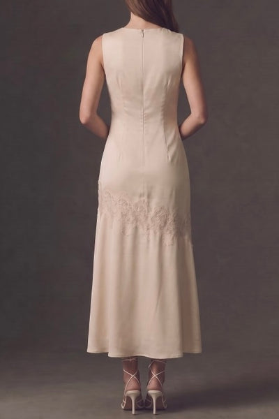 Satin Lace Midi Dress