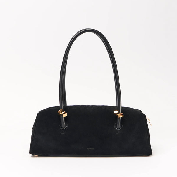 Devon Suede Shoulder Bag (Black)