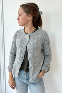 Crochet Knit Cardigan Grey