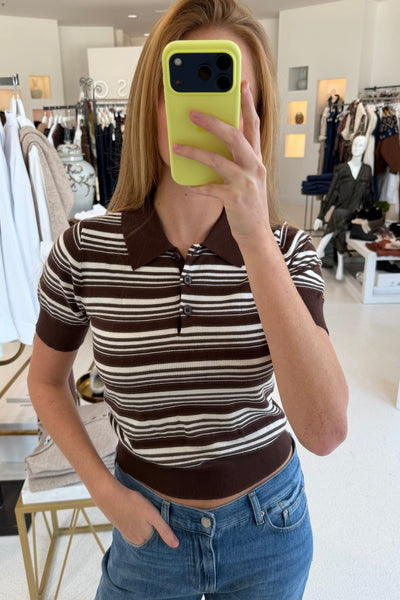 Striped Polo Short Sleeve Brown