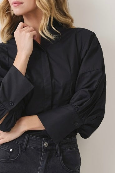 Statement Sleeve Blouse (Black)
