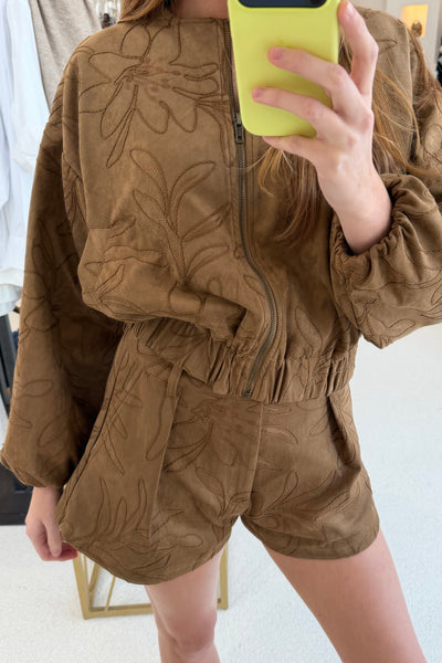 Suede Floral Textured Jacket