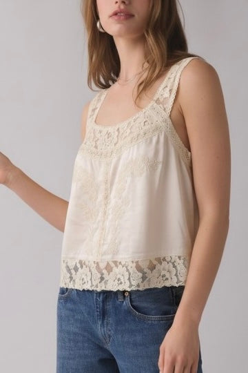 Lace Strappy Top Cream