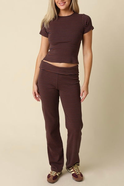 Selina Stripe Knit Pant Set