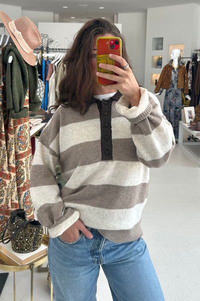 Polo Collared Sweater Mocha