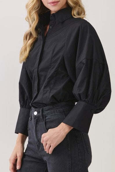 Statement Sleeve Blouse (Black)