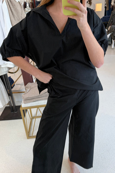 Sloan Stand Collar Black Pinstripe