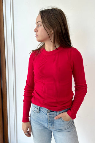 L/S Ribbed Sweater Red