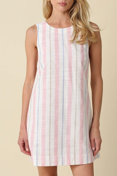 Isla Striped Mini Dress (Pink Blue)