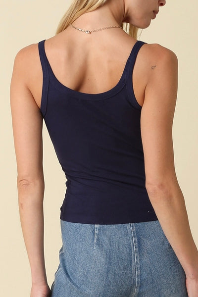 Amy Ribbed Tank Top (Navy)