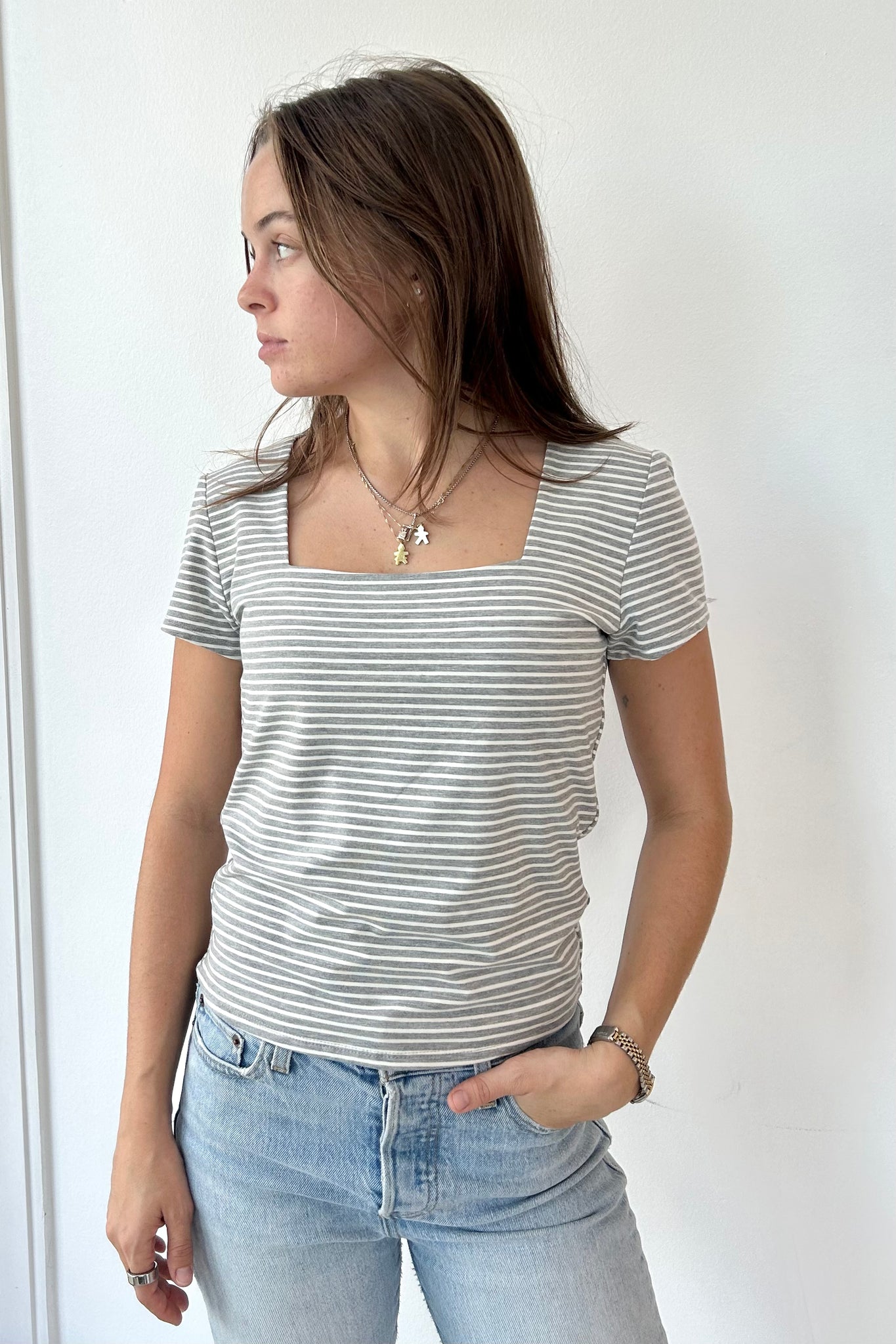 Striped Square Neck Tee