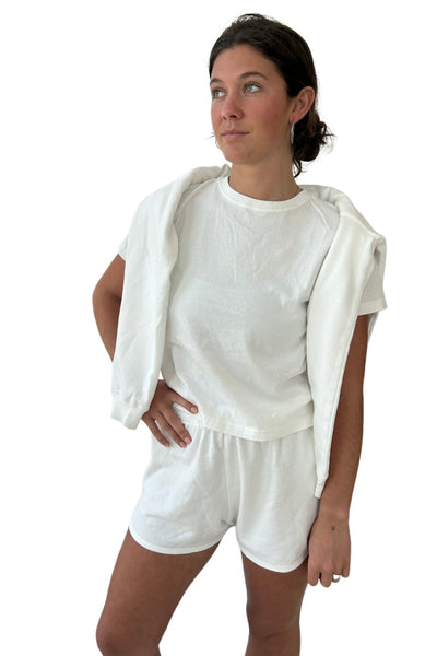 Fleece Track Shorts Off White